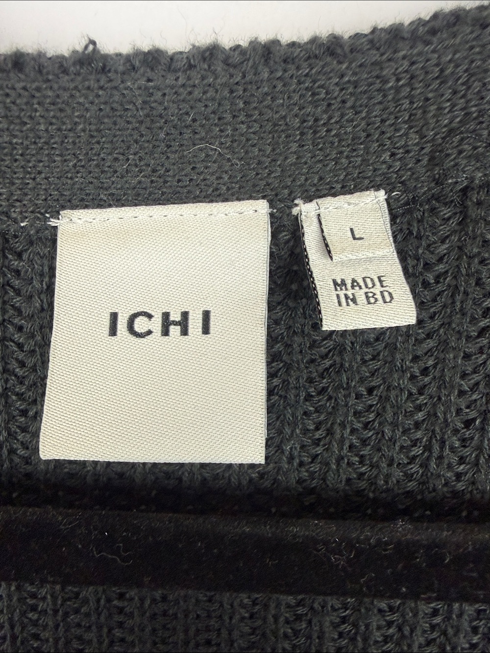 ICHI Ihbasil Cotton Blend Charcoal Grey Knit Wrap Cardigan Sweater Size L - Picture 3 of 12